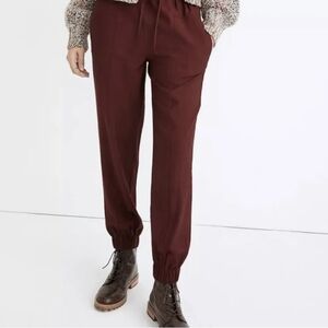 Madewell Drapey Seamed Track Trousers Burgundy Size Medium